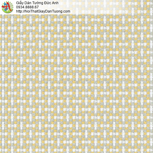 9409-3 Giấy dán tường màu vàng đường ô vuông màu trắng độc đáo