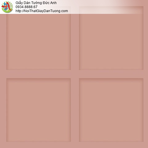 9428-2 Giấy dán tường màu hồng đất 3D họa tiết hình ô vuông lớn