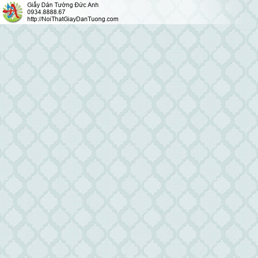 6502-2 Giấy dán tường màu xanh pastel nhẹ nhàng, bình yên họa tiết hình thoi 