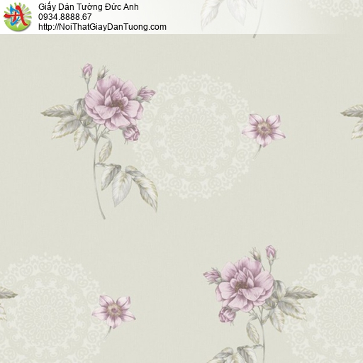 35011 - Giấy dán tường bông hoa rơi màu tím, bông hoa lá rơi, hoa to hoa nhỏ