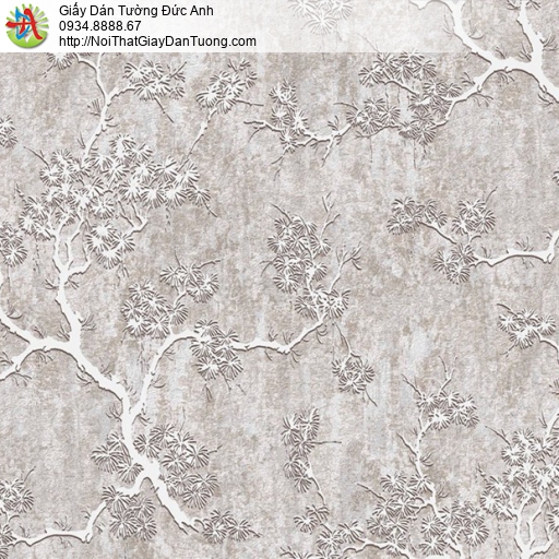37001 Giấy dán tường màu xám tối họa tiết cây cổ gân nổi đặc biệt