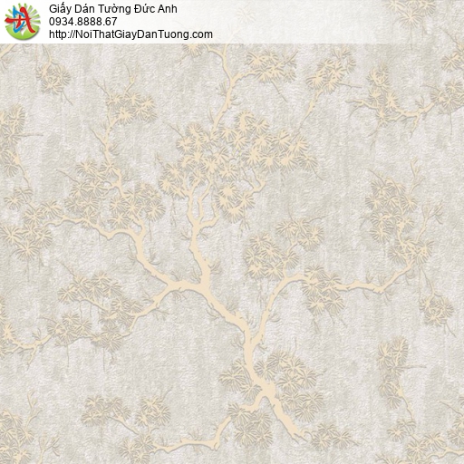 37005 Giấy dán tường màu xám bạc họa tiết cây in dập nổi
