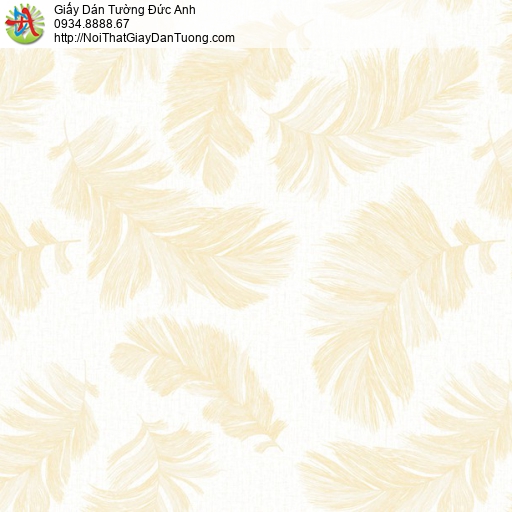 96016-2 Giấy dán tường gam màu trắng với họa tiết chiếc lông vũ đang bay trong gió