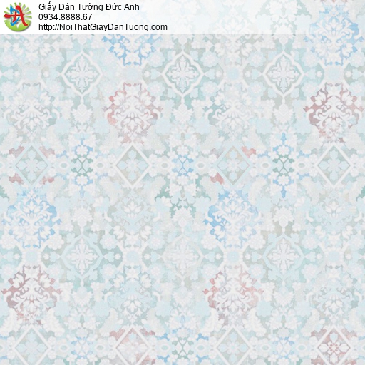 98009-2 Giấy dán tường hình hoa cổ điển màu xanh pastel quý tộc