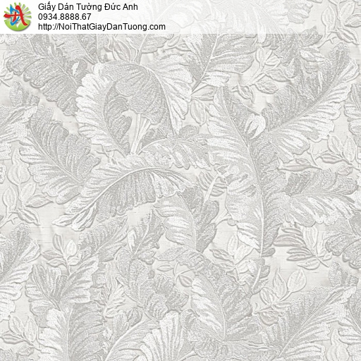 DT2201-1 Giấy dán tường họa tiết lá cây rừng màu xám bạc hiện đại