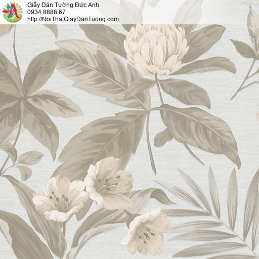 JCD 5009-1 Giấy dán tường họa tiết hoa lá nhẹ nhàng màu xám bạc