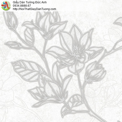 PA1909-1 Giấy dán tường hình ảnh hoa 3D mới lạ màu xám nhạt