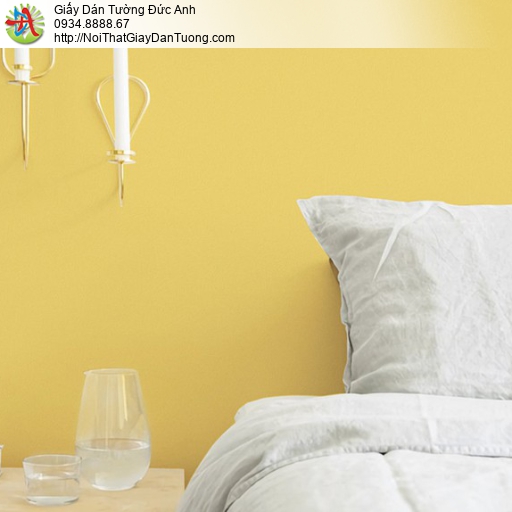 15086-6 Giấy dán tường màu vàng pastel hiện đai cho không gian nhà ban thêm tươi sáng, ấm áp