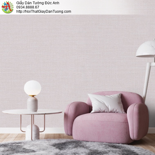 Giấy dán tường V-concept 7927-6 , giấy dán tường gân vải màu hồng nhạt cho phòng ngủ, phòng bé