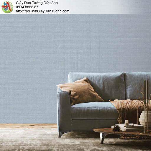 Giấy dán tường V-concept 7931-2, giấy dán tường gân trơn đơn giản một màu xanh hiện đại