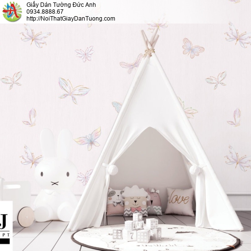 Giấy dán tường V-concept 7951-1, giấy dán tường dành cho trẻ em màu hồng, những con bướm bay sinh động dành cho bé yêu