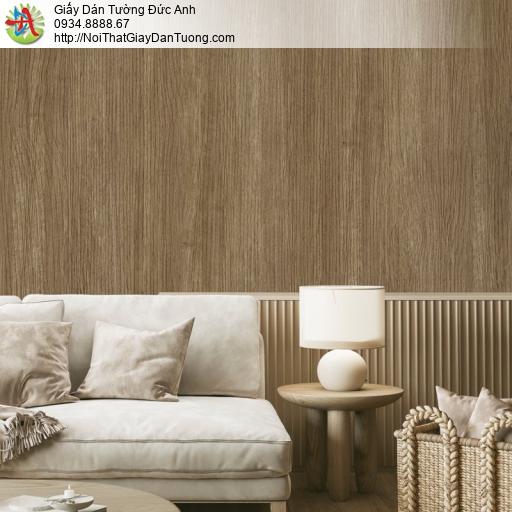 Giấy dán tường V-concept 7954-3, giấy dán tường giả gỗ màu nâu nhạt, giấy gỗ màu vàng đậm, nâu đất