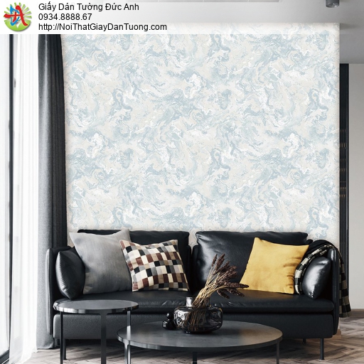 The View 9807-1, giấy dán tường vân họa tiết đá màu xanh biển, vân sóng nước