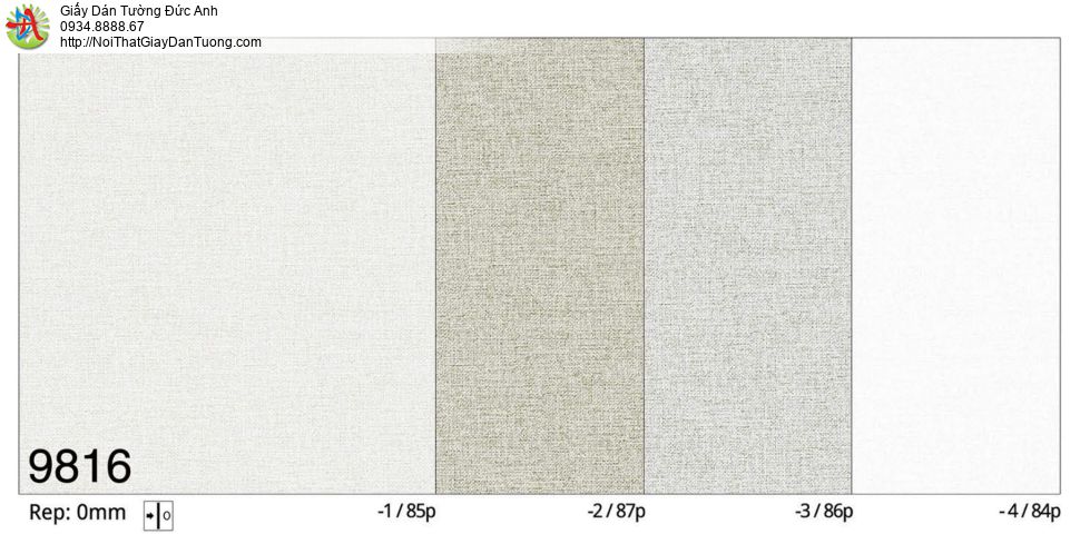 The View 9816-4, giấy dán tường gân đơn giản hiện đại sang trọng màu trắng