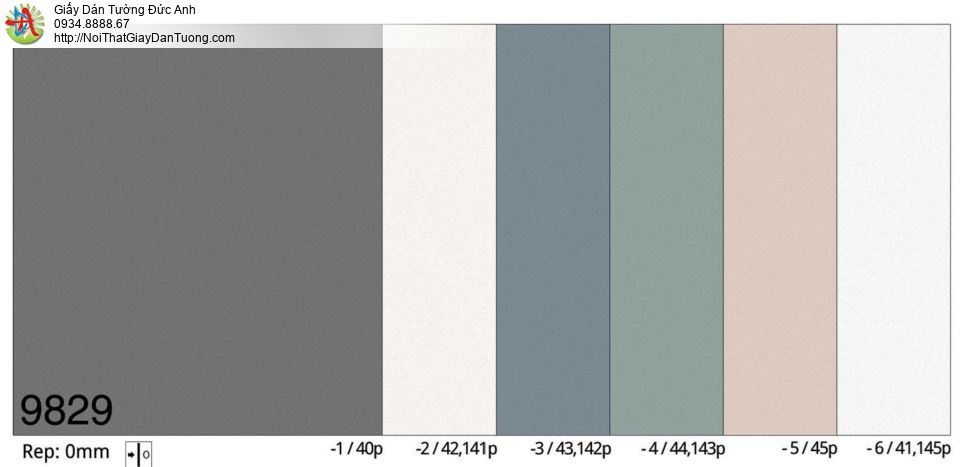 The View 9829-3, giấy dán tường đơn giản một màu xám xanh đậm hiện đại