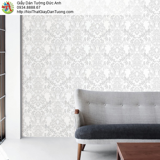 The View 9831-2, giấy dán tường hoa văn họa tiết cổ điển phong cách Châu Âu màu trắng xám