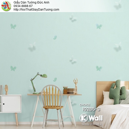 Choice 10285-3, giấy dán tường hình đàn bướm bay lượn 3D màu xanh lá cây tươi mát cho phòng ngủ