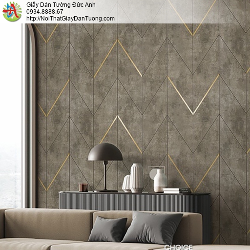 Choice 10302-4, giấy dán tường cho điểm nhấn màu xám vàng bê tông xi măng họa tiết chỉ sóng