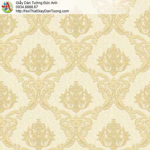 Galaxy 7824-4, giấy dán tường phong cách Châu Âu hoa văn họa tiết cổ điển màu vàng sang trọng