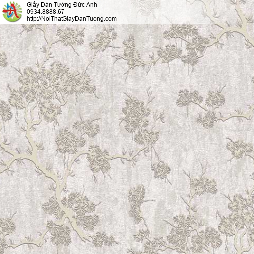 Galaxy 7826-1, giấy dán tường cây lá khô màu xám, giấy dán tường giá rẻ