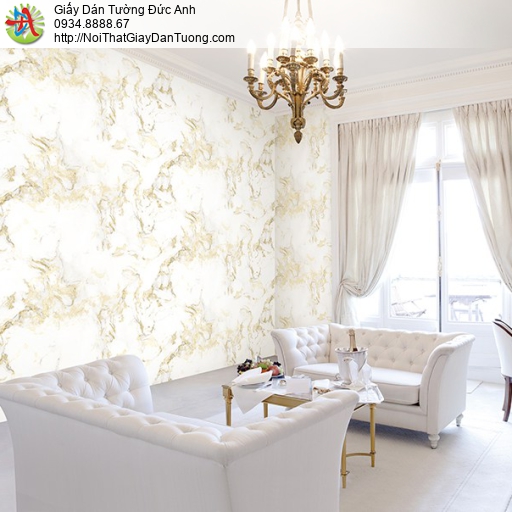 Fiore 81254-1, giấy dán tường vân đá marble trắng vàng đẹp sang trọng