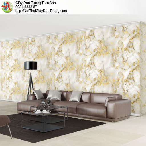 Fiore 81254-4, giấy dán tường vân đá marble màu trắng vàng cho điểm nhấn sang trọng ấn tượng