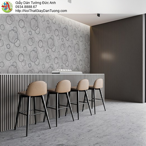 Fiore 81275-3, giấy dán tường hình tròn to nhỏ 3D màu xám xi măng bê tông