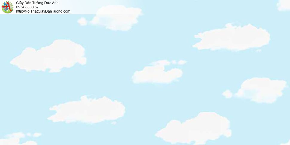 The One 6831-1, giấy dán tường hình bầu trời xanh mây trắng dành cho trẻ em phòng ngủ