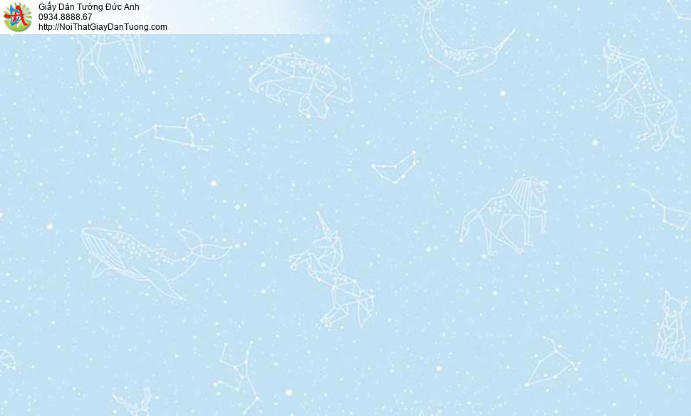 The One 6835-1, giấy dán tường hình 12 cung hoàng đạo màu xanh bầu trời màu xanh nước biển