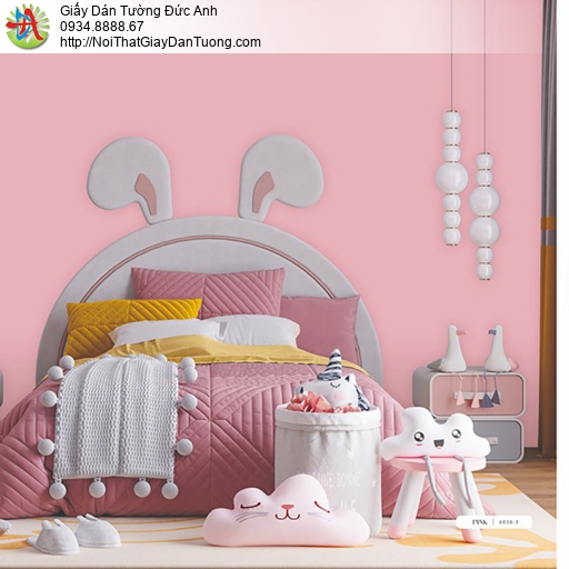 The One 6838-3, giấy dán tường đơn giản một màu hồng dễ thương cho phòng ngủ lãng mạn và cho be gái dễ thương