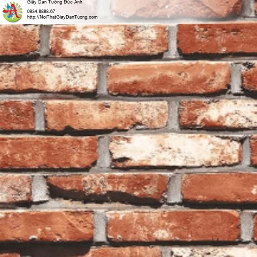 Giấy dán tường giả gạch 3D màu đỏ 87033-3