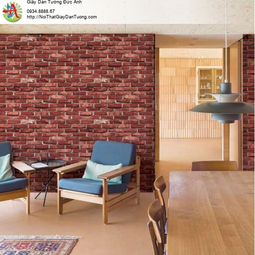 Giấy dán tường giả gạch 3D màu đỏ sẫm 87033-5