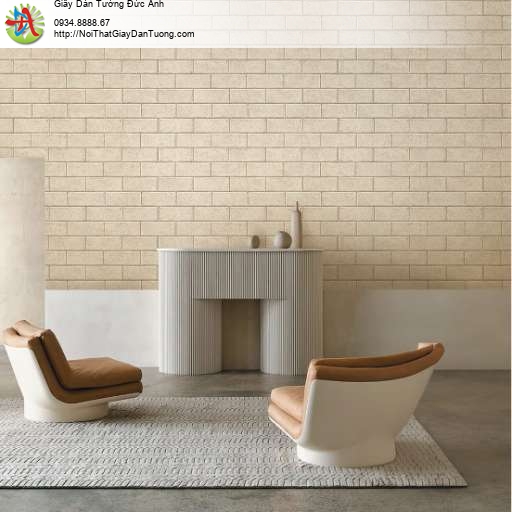 Giấy dán tường giả đá 3D màu vàng nhạt 88641-2