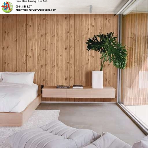 Giấy dán tường giả gỗ 3D màu vàng, màu nâu nhạt 88648-2