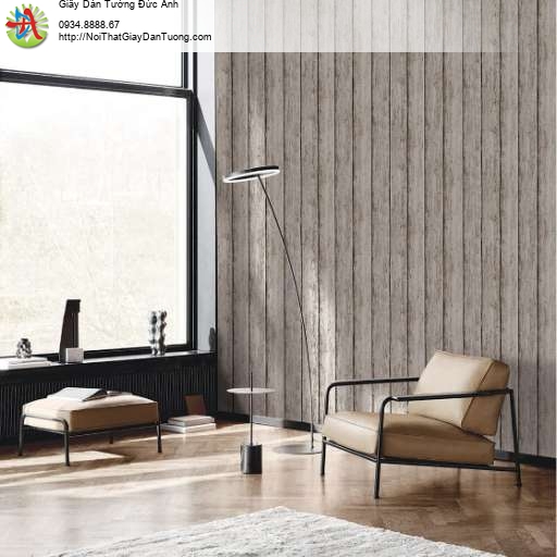 Giấy dán tường giả gỗ màu trắng xám nhạt 88651-1