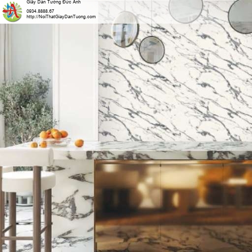 Giấy dán tường giả vân đá marble màu trắng đen 88645-3