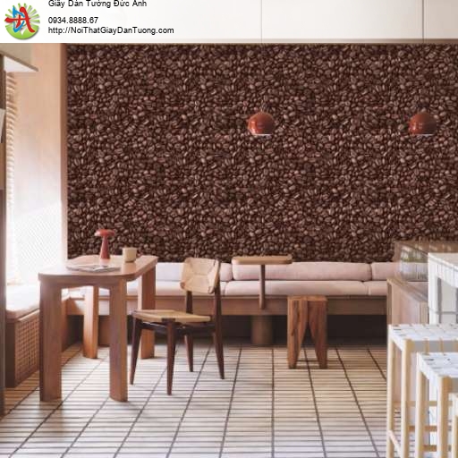 Giấy dán tường hình hạt cà phê coffee màu nâu đậm 88632-1
