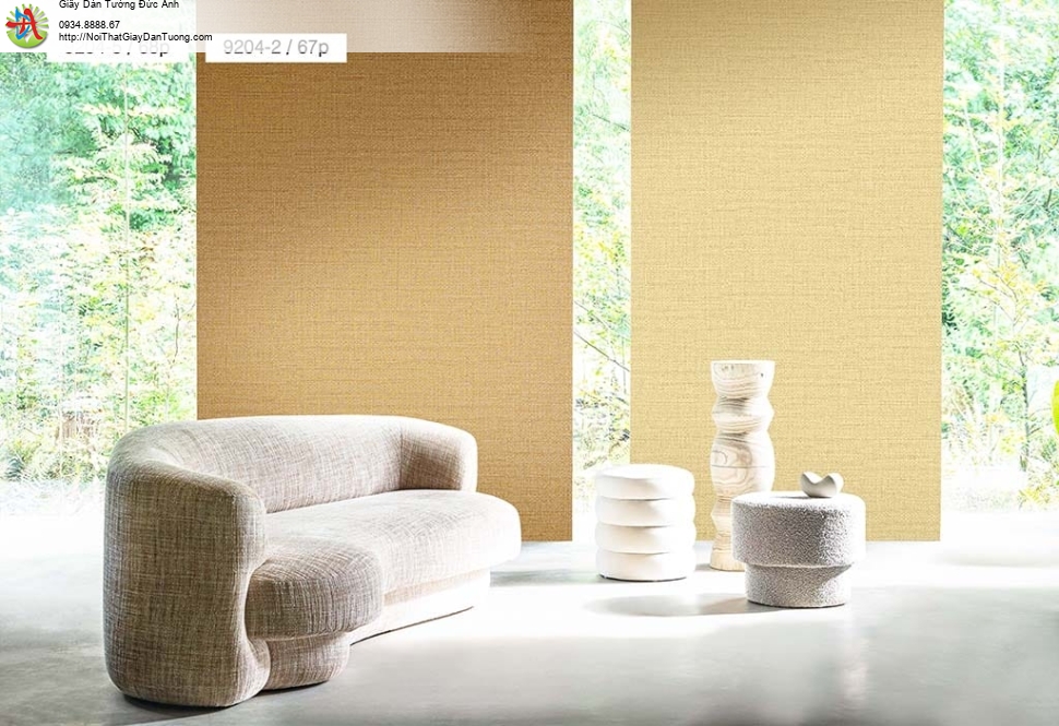 Giấy dán tường họa tiết gân vân vải màu vàng - Times 9204-5