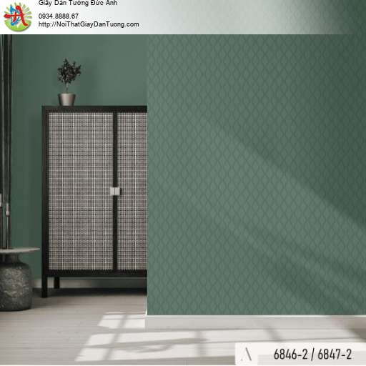 Giấy dán tường họa tiết sóng uốn lượn màu xanh rêu - Albany 6846-2