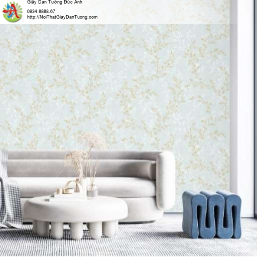 Giấy dán tường cành lá dây leo màu xanh nhạt - Vila 5701-2
