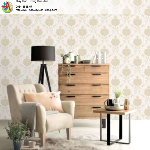 Giấy dán tường cổ điển màu vàng, hoa văn họa tiết phong cách Châu Âu - Vila 5709-1