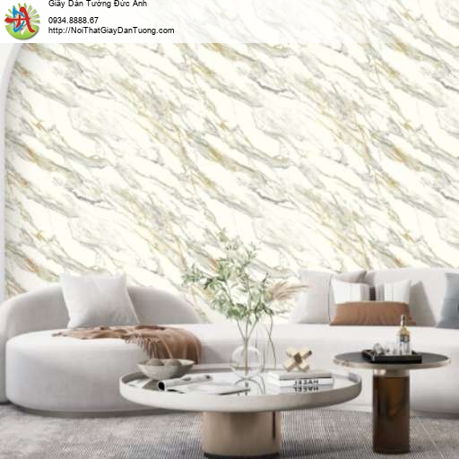 Giấy dán tường giả đá marble màu trắng - Vila 5706-1