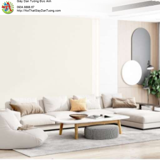 Giấy dán tường gân trơn đơn giản màu trắng kem - Vila 5718-6