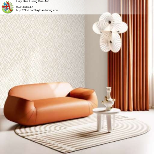 Giấy dán tường họa tiết kẻ ca rô nhũ màu trắng sữa - Vila 5721-2