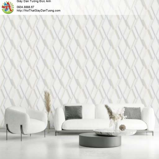 Giấy dán tường hình ca rô 3D hiện đại màu xám trắng - Joinus 8622-1