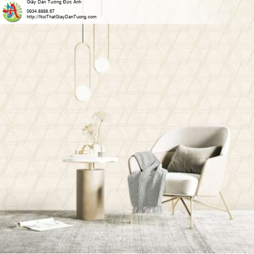 Giấy dán tường hình tam giác, tứ giác, lục giác màu vàng nhạt - Joinus 8621-1