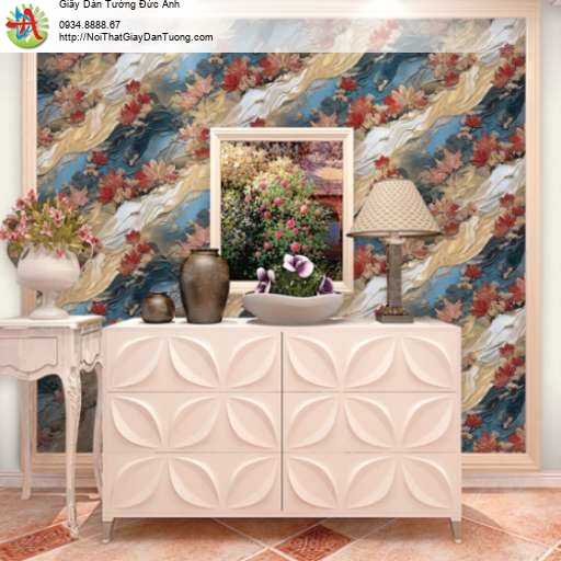 Giấy dán tường điểm nhấn ấn tượng độc đáo lá phong trôi theo dòng thời gian - LUX020