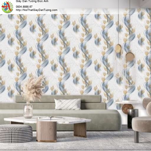 Giấy dán tường hình lá cây xếp uốn lượn nghệ thuật - LUX016