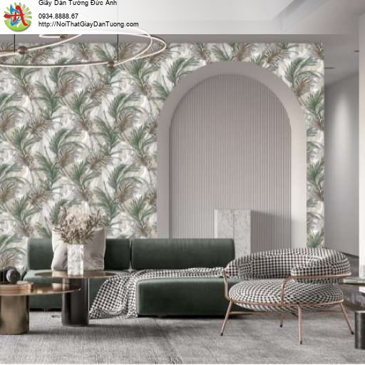 Giấy dán tường họa tiết lá cây 3D mô phỏng rừng nhiệt đới - LUX013