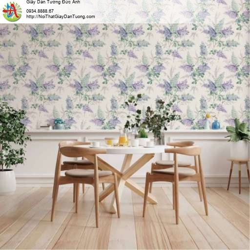 Giấy dán tường chùm bông hoa màu tím - Chi Tử Đinh Hương - Bloom 82099-3